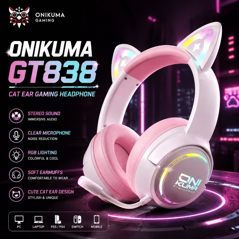 Gaming Console Amazon - ONIKUMA GT838 Gaming Headset Cat Ear