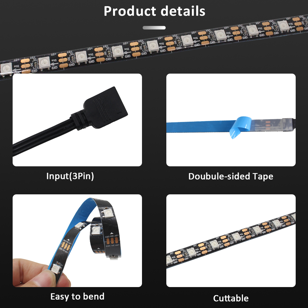 WS2812B 5V 3Pin ARGB LED Strip - đánh giá và giá Console Gaming Pc Case